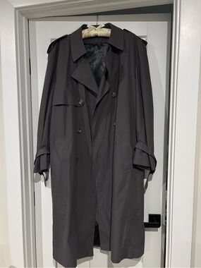 Men's Double-Breasted Trench Coat - Dark Gray